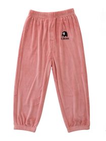 Cotton pants Autumn and winter baby boys' and girls' golden velvet lantern pants (Color: pink)