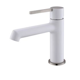 Modern bathroom faucet single hole faucet in Black (Color: White+Nickel)